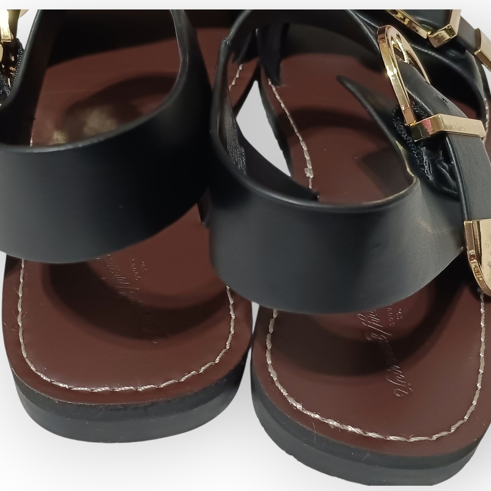 Universal Thread Black Sandals with Gold Buckles - Picture 6 of 8
